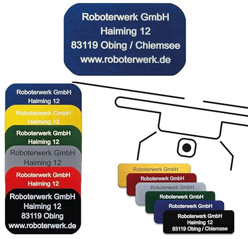 Roboterwerk Drohnen Kennzeichnungsschilder mit Lasergravur | Aluminium | 31x19mm oder 30x10mm | blau eloxiert | Text | e-ID und Registrierungsnummer | Aufkleber (Blau, 31x19mm)