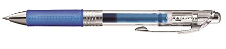 Bolígrafo Energel Pure retráctil con punta de bola. Escritura en color azul.