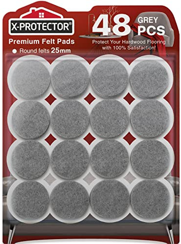 Chair Pads Floor Protectors X-PROTECTOR 48 PCS - Felt Furniture Pads - Premium Chair Feet Protectors - Huge Quantity Floor Protector Pads - Protect Wood Floors with Chair Leg Floor Protectors!