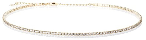 namana Elegante Choker-Halsketten für Frauen und Mädchen, zierliche 925 Sterling Silber Halskette für Frauen mit Cubic Zirkonia Steinen, Sterling Silber Schmuck Geschenke