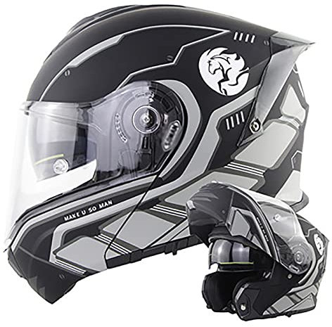 Motorradhelm Motorrad Klapphelm ECE Genehmigt Integralhelm Männer Frauen Mit Doppelvisier/Atmungsaktives Futter Jethelm Für Cruiser Chopper Moped 6,XXL:62-63CM