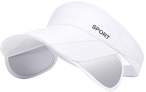 Ciyuhome Sun Visors for Women Adjustable Retractable Wide Brim Beach Hat Golf Accessories for Men White Visor UV Protection Sun Hat Tennis Ponytail Sunhat Running Cap