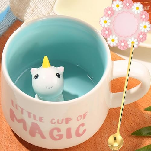Arawat Unicorn Mug Unicorn Gåvor För Kvinnor Flickor Flickvän Rolig 3d Djurmugg Med Sked Och Underlägg 350ml Roligt Ordspråk Mugg Söt Kaffemugg Födelsedagspresent Till Flickvän Kvinnor