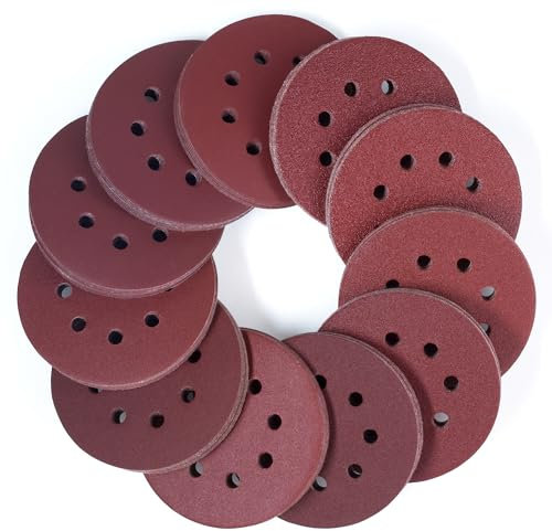 110 Pcs 125 mm Sanding Discs Orbital Sander Discs 5 Inch 8 Hole Hook and Loop Sanding Discs for Random Orbital Sander, 10 x 40 60 80 100 120 150 180 240 320 400 600 Mixed Grits Sanding Pads