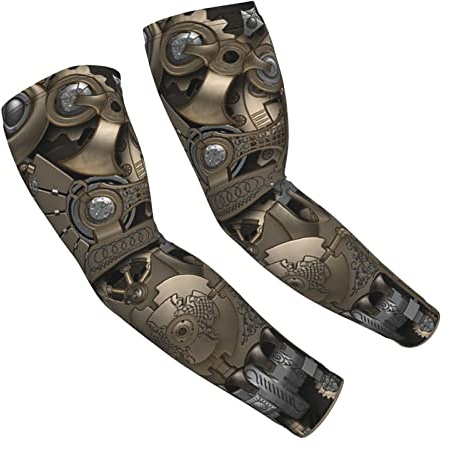 JEKYDOSD Steampunk Mechanical Gears Arm Sleeves For Men Women Sun Protection Arm Sleeves Cover Compression Cooling Sleeves