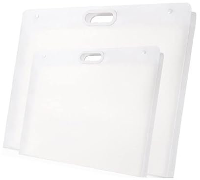 Kunst-Portfolio-Tasche aus Kunststoff, 44 x 33,6 cm und 33 x 27,9 cm, für Diamantmalerei, Zeichnungsbehälter, Kunstwerke, Andenken, Aufbewahrungskoffer (weiß), 2 Stück