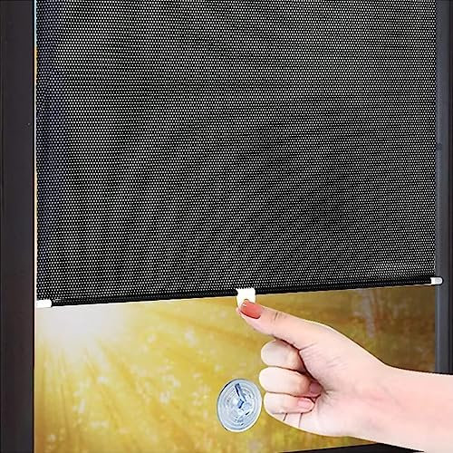 GOFOHIMI Rollo Verdunkelungsrollo Mit Saugnapf,Fensterrollo Rollo Dachfenster,Sichtschutz Einziehbarer,Auto Sonnenblende,Temporäre Jalousien,für Büro,ohne Bohren（W50xL125cm/20x49in）