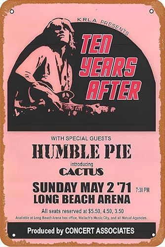 Ten Years After with Humble Pie (1971) Poster Metal Signs for Garage Man Cave, Vintage Tin Sign for Rock Band Posters and Pub Bar Vintage Wall Stickers 8 x 12 Inch