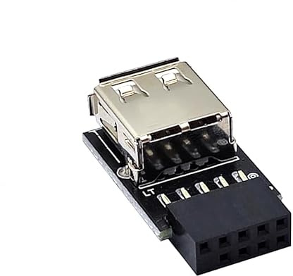 CABLEPELADO Adaptador Panel Frontal USB 2.0 Hembra a 9 Pines Hembra Recto, Adaptador USB 2.0 Frontal a Conector de Placa Base de 9 Pines, Convertidor de USB 2.0 Hembra a 9-Pin para Placa Base