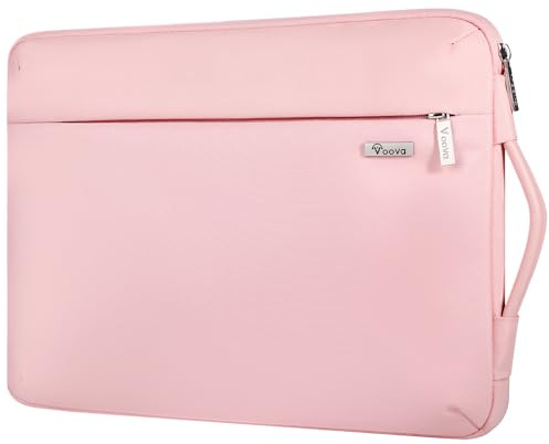 Voova 360°Protective Laptop Sleeve Case 14-15 inch, Waterproof Slim Computer Cover Bag with Handle Compatible with MacBook Air 15 M2/M3/M4, MacBook Pro 15, Hp chromebook 14, New Pink