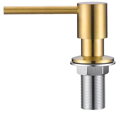 Soap Dispeserfor Kitchen Sink, Brass Pump Head Bult in Soap Dispenser, Kitchen Bathroom Sink Deck Mount Soap or Lotion Pump Dispenser Brushed Gold