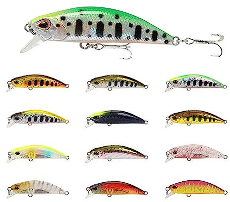 CBLDF 10/15 Stücke 5 cm 5G Sink Minnow Köder Angelköder Perlen Bass Bionic Kunststoff Harte Künstliche Pesca Köder Barsch Forelle Wobbler (Color : 15 Pcs Mixed, Size : 5g - 50mm)