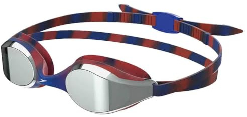 Speedo Junior Hyper Flyer Simglasögon | Bekväm passform | Justerbar design | Anti-dimma | Anti-läckage, marinblå/röd/grå, en storlek