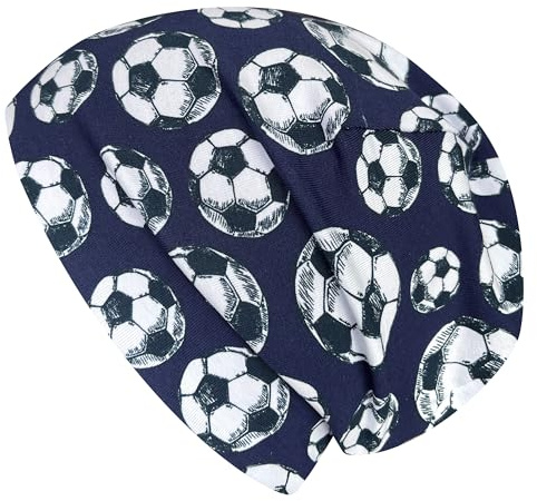 Wollhuhn Boys/Girls Shorties Beanie/Beanie Hat/Knitted Hat/Children's Hat Comfortable Many Designs Jersey Double Layer Lined Transitional Periods (Eco Fabrics/Organic) 2024202401, Football Dark Blue