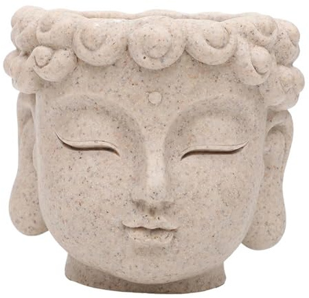 ＡＷＨＡＯ Buddha Kopf Blumentopf, Make Up Pinsel Behälter, Zimmerpflanzen, Blumentopf, Blumenvase für Schreibtisch, Tischdekoration, Büro, Küche, Stil A