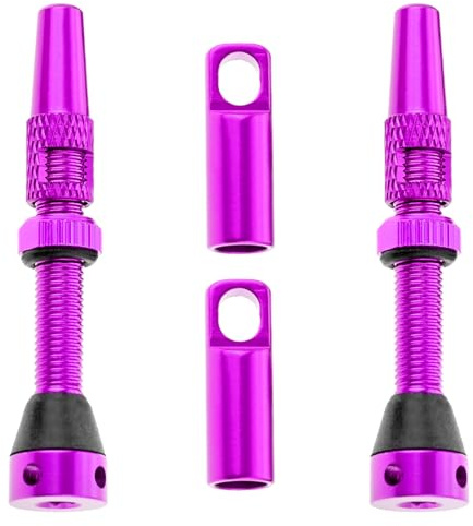 DRELD 2 Stück Fahrrad Tubeless 44mm, 1 Paar Presta Tubeless Ventile, MTB Tublessventiel, Fahrrad Tubeless Presta Aluminiumlegierung, Tubeless Presta Ventilschaft (44mm Lila)