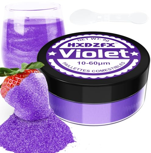 Paillettes Comestibles Violet - 8g Paillettes Alimentaires pour Boissons, Gâteaux, Chocolats, Muffins, Vodka, Cocktail, Crème