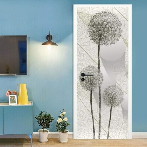 Adesivi Per Porte 3D Per Porte Interne Pianta Del Fiore Del Dente Di Leone 85 X 210 Cm Vinile Rimovibile Autoadesivo Porta Poster Carta Da Parati Decalcomanie Murali Per Camera Da Letto Uffici 0
