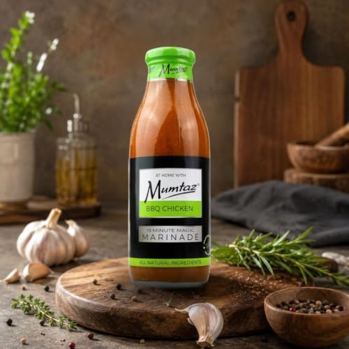 Mumtaz BBQ CHICKEN Marinade Sauce 500g, 15 Minute Magic Marinade, Medium Spiced, BBQ-Grill-Roast-Stir or Air fry, All Natural Ingredients, Gluten Free, Vegan Friendly (500g (Pack of 1), BBQ Chicken)