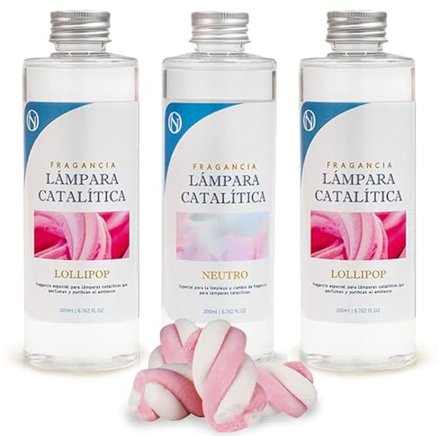 M MAMA MANUELA Pack Ahorro 3X Fragancias Lámpara catalítica 200ml: 2 Aroma Lollipop + Limpiador Neutro