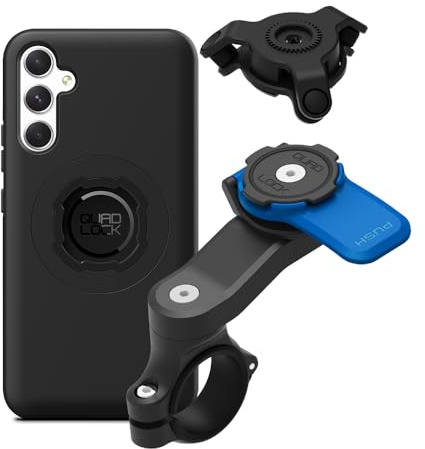 Quad Lock Motorcycle Handlebar Phone Mount Kit with Vibration Dampener and Galaxy A34 MAG Case