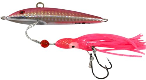PRO FILSTAR Pilker – Fiskbeten – djuphavsfiske och havsfiske, fiskedrag – horngädda & makrill assist fiskekrok – öring och rovfisk bete – havsöring – fiske konstbete, wobbler (rosa, 100 gr)