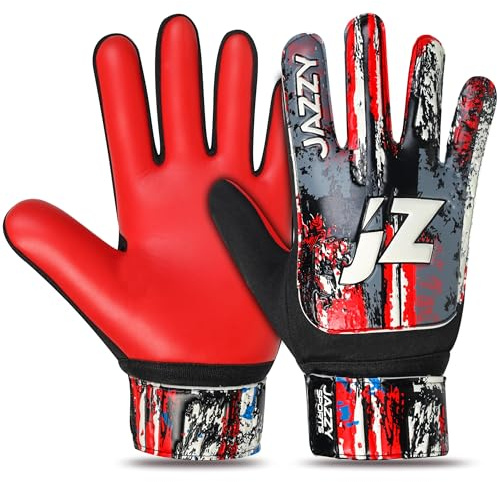 Jazzy Sports Soccer Goalie Gloves for Kids,Youth Goalkeeper Gloves Anti Slip 4mm Latex Palm with Strong Grip Double Wrist Protection