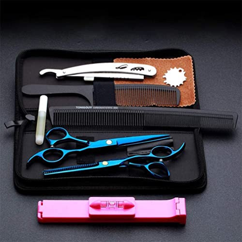 DLAZUM 6,0 Zoll Professionelles Friseurscheren-Set 440C Japan Stahl Effilierschere Zahnschere Männer Frauen Flachschere Salon Kombinationswerkzeug Haarstyling