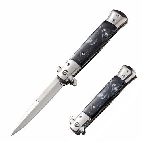 eiloszf Outdoor Klappmesser für Camping & Wandern Survival Knife - Scharfes Jagdmesser mit Gürtelclip - Angelmesser Einhandmesser Harzgriff (Schwarz)