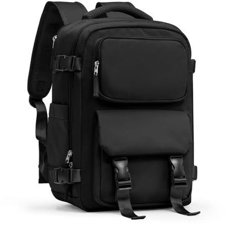 MUNTEA Kabinentasche Reiserucksack for Damen und Herren, for Handgepäck zugelassener Tagesrucksack, wasserdichte College-Laptoptasche, Kabinenrucksack FüR Reisen(Black)