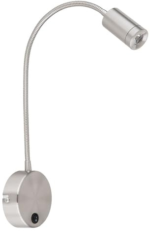 Bettlampe Wandmontage silber Leselampe Wohnzimmerleuchte LED Wandleuchte Schlafzimmer, Schalter, Metall, LED 3W 189Lm warmweiß, LxBxH 35x9x50 cm