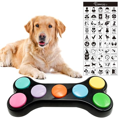 BUYVIKAY 7 in 1 Hunde Button für Kommunikation,Hund sprechende Tasten mit 50-Aufklebern, Haustier-Tasten,Dog Buttons-Hund Button-Bunte Hundeknöpfe,um Ihrem Hund das Sprechen beizubringen