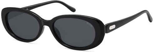 SOJOS Retro ovala runda polariserade solglasögon för kvinnor män vintage 90-tals stil UV400 skyddsglasögon SJ2369, svart / grå, M