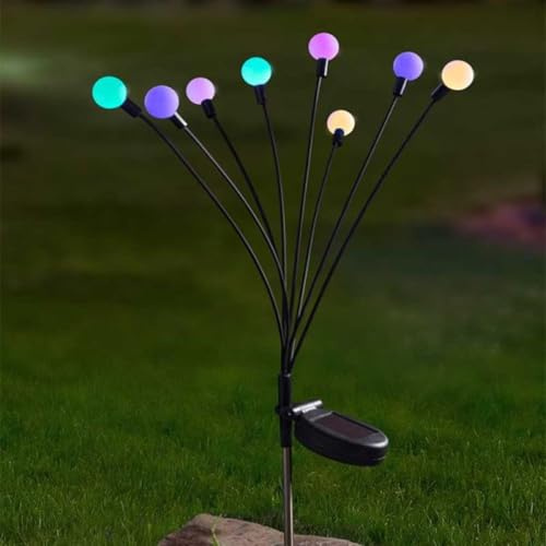 Garden Mile 70cm Solar Lights Outdoor Garden - 8 Stem Solar Globe Lights | , Multi Coloured LED Garden Lights, Solar Powered Garden Ornaments for Patio, Pathway & Borders