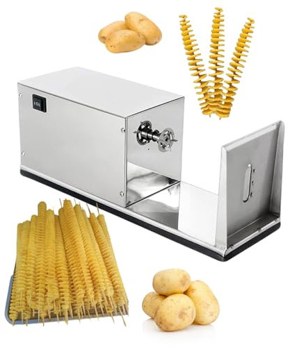 Affettatrice Automatica per Patatine Fritte Fatta in Casa Tornado,Affettatrice Elettrica per Patate Tornado, Tagliatrice per Patate a Spirale Commerciale per Patate Dolci Carote Cetrioli