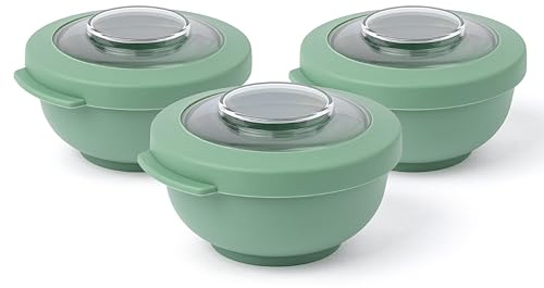 Amuse Tylla Schüssel 3 Stück je 200ml I luftdichte Frischhaltedosen mit Deckel für Meal Prep und Snacks I BPA-freie Vorratsdosen für Kinder und Erwachsene I Snackschale spülmaschinengeeignet I Sage
