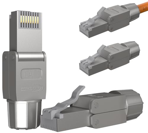 RedStar24 RJ45 Stecker Werkzeuglos CAT 7 – LAN Netzwerkstecker - 4 Stück | für Verlegekabel AWG 22-24 – CAT7 CAT6a Kabel Netzwerkkabel Ethernet – Geschirmt – LSA feldkonfektionierbar – 10 Gbps