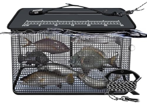 Panier De Pêche,Panier 47L pour Poisson Vivant | Piège à Cage Portable et Pliable avec Corde Anti-Dérapant, Équipement Extérieur pour Stockage d'Appâts d'eau Douce et Eau