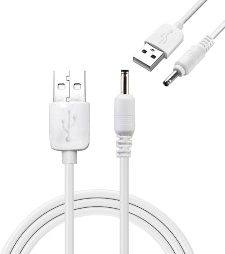2 Pcs USB to 5V DC Power Cable, Universal Charging Cord 3.5 x 1.35mm Barrel Jack Power Cable, DC 5V Replacement Charger for Electric Toothbrush HUB Splitter Router LED Lights (White, Straight Angle)