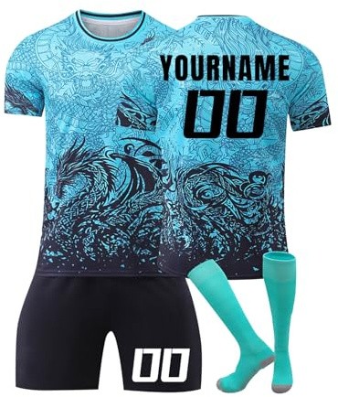 Genérico Equipacion Futbol Niño, Barca Camisetas de Futbol Personalizables con Nombre y Número Camisetas de Equipación Incluye Camiseta, Pantalones Cortos y Calcetines