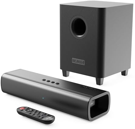 MAJORITY Naga Series Soundbar for TV | Bluetooth Sound Bar with HDMI ARC, Optical, AUX & USB | 2.0/2.1 TV Speaker System with Remote & Wall Mount Option (Naga 40 Plus)