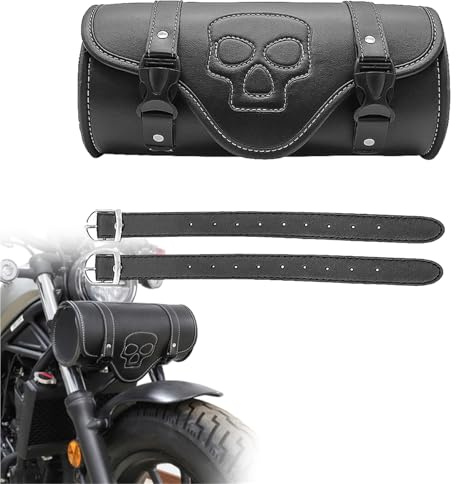 Retromotorcycle Skull Tool Bag Fork Barrel Shape Handlebar Front For Chopper Bobber Cruiser Sportster XL883 1200