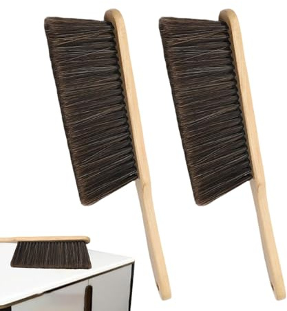 Escoba De Mano,Cepillo de Barrer con Cerdas y Mango de Madera Largo - Cepillo para Barrer y Limpiar Sábanas con Cerdas | para Mostrador Cama Sofa Chimenea Ropa Sillon Escritorio Muebles Edredon