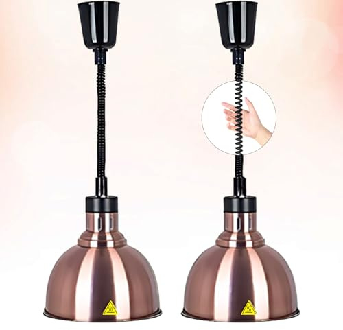 Aocay Lampe Chauffante Cuisine Professionnelle, 60-180cm Hauteur Réglable | Lampe Chauffe Plat Cuisine Restaurant Suspendu, 250W Lampe Chauffante Alimentaire Restaurant, Buffet, 19 cm/25 cm Diamètre