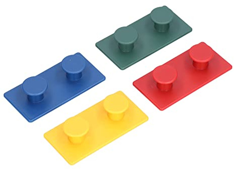 Uadme Ganci da parete autoadesivi in ABS, resistenti, senza punzonatura, multiuso, per ingresso, bagno, camera da letto, set da 4 pezzi, colori verde, giallo, rosso, blu scuro