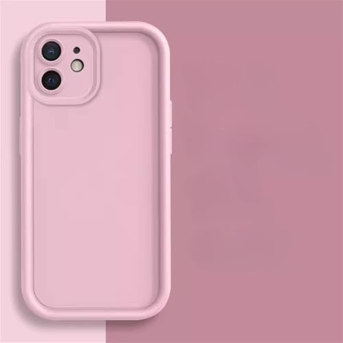 YLTPHD Custodia in silicone per iPhone 15 14 13 12 11 Pro XS Max Mini XR X 8 7 6 6S Plus SE 2020 con obiettivo morbido per fotocamera e pellicola protettiva per lo schermo, rosa, per iPhone 13 Mini