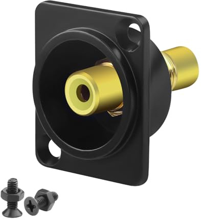 QIANRENON RCA-adapter för AV-panelmontering guldpläterad hona 75 Ω A/V-uttag XLR/typ D för TV, videoljudförstärkare, gul