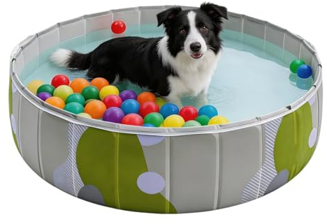 Hundepool Faltbarer, 80x20cm Planschbecken für Hunde, Rutschfestes Hundeplanschbecken Robuster, Verdicktes PVC Hundeschwimmbad Faltbar Hundebadewanne Swimmingpool Tierpool für Katzen und Hunde