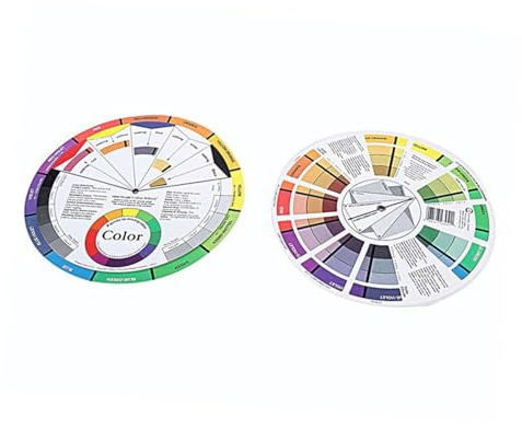 Sewroro Roue Chromatique Rotative 2 Pièces 23 Cm et 14 Cm, Nuancier pour Nail Art et Maquillage Féminin, Palette de Couleurs Mélangées, Outil D’apprentissage et Guide de Combinaison