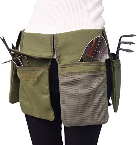 Heavy Duty Canvas Garden Tool Belt with Pockets Gardening Storage Apron Tote Bag Home Yard Organizer Carrier